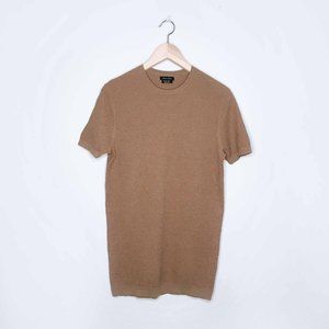 Massimo Dutti short sleeve camel knit sweater